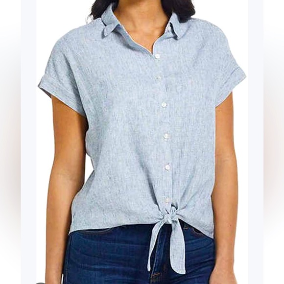 Women’s Tie Front Short Sleeve Top-XLARGE - Picture 2 of 4